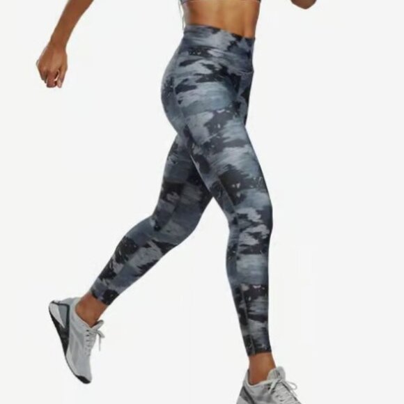 Reebok Workout Ready Camo Print Leggings Light Grey Dark Grey  Size Medium - Picture 1 of 9